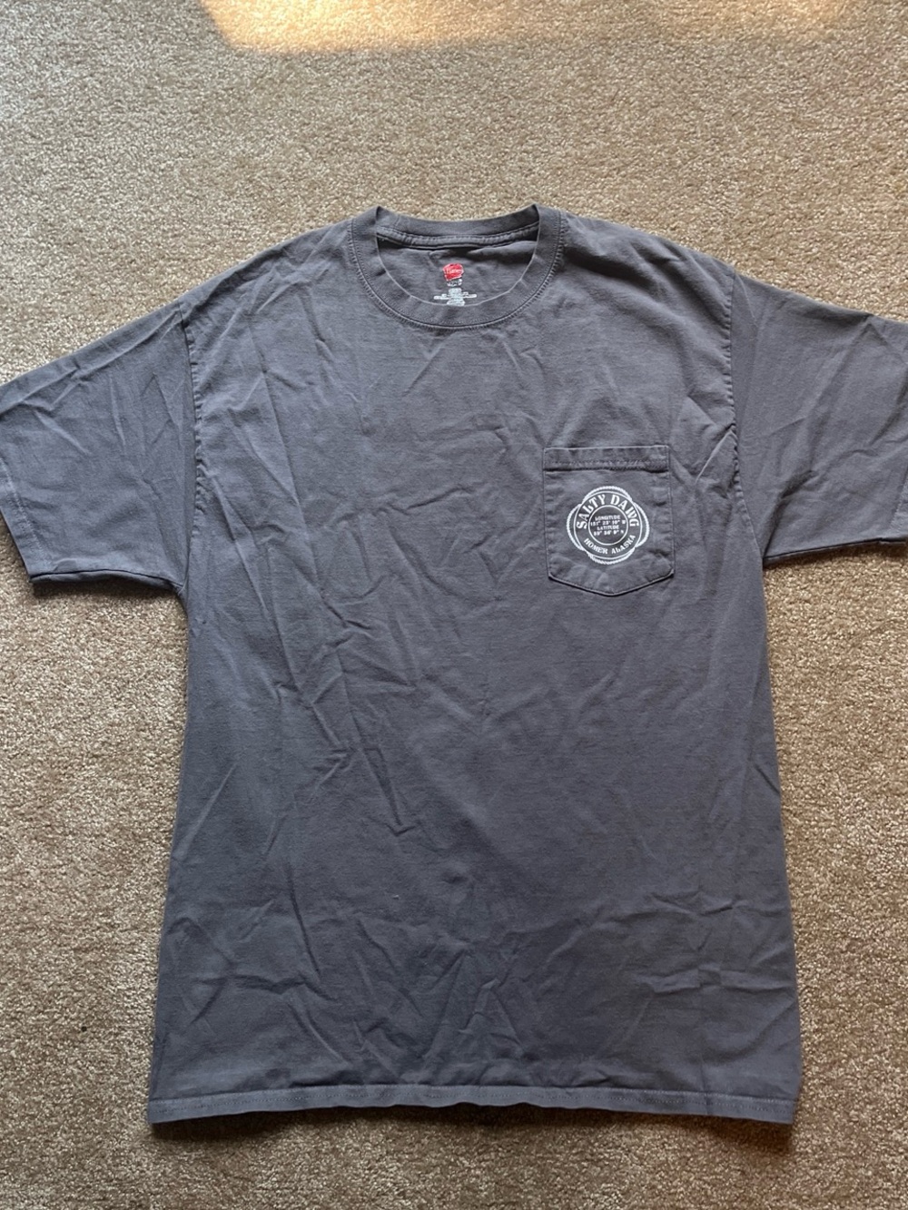 Hanes Men's Dark Gray Pocket Tee with Small Chest Graphic